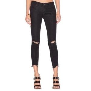 Free People Distressed Ankle Raw Hem Skinny Jeans